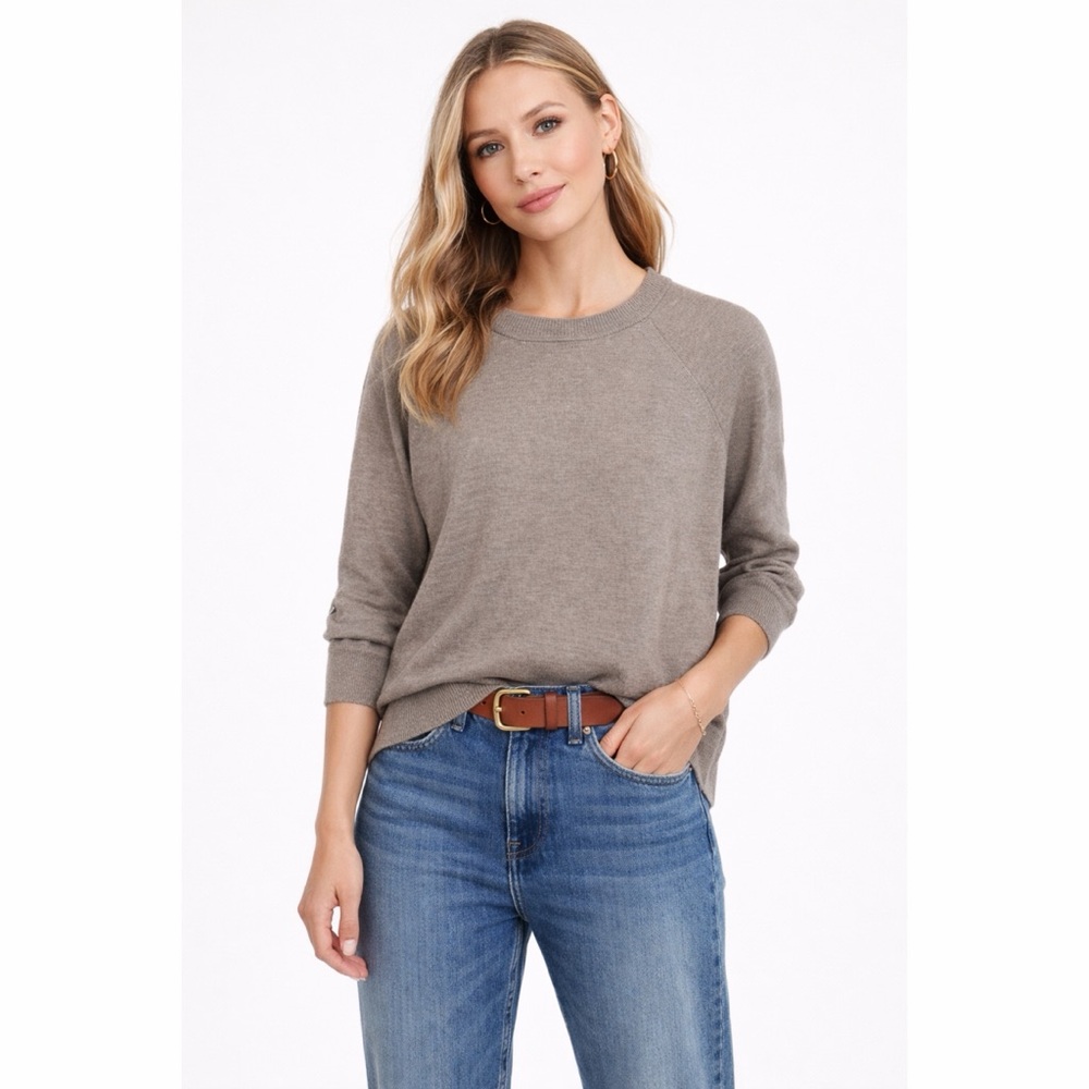 J. Crew Merino Wool Boxy Sweater - Mushroom